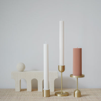 Black Blaze Wide Column Pillar Candle - Peach