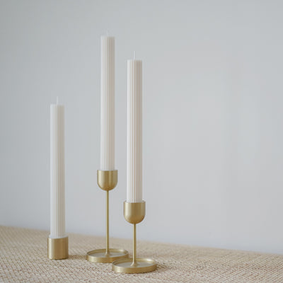 Black Blaze Column Pillar Candle Duo - Cream White