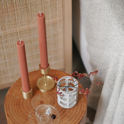 Black Blaze Column Pillar Candle Duo - Peach