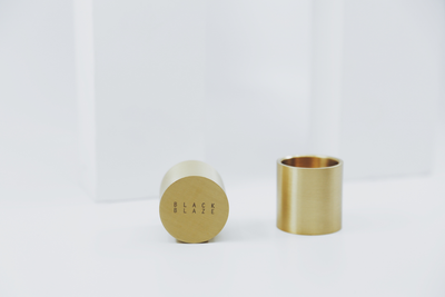 Black Blaze Column Brass Candle Holder