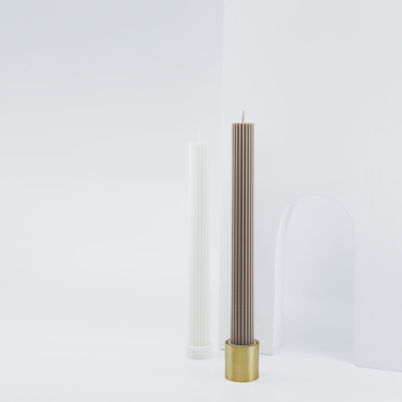 Black Blaze Column Brass Candle Holder