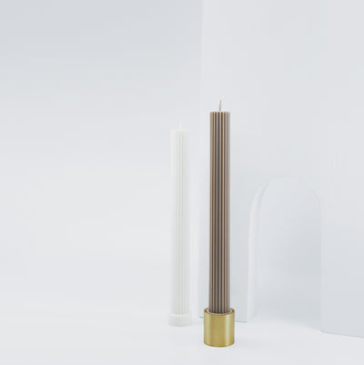 Black Blaze Column Brass Candle Holder