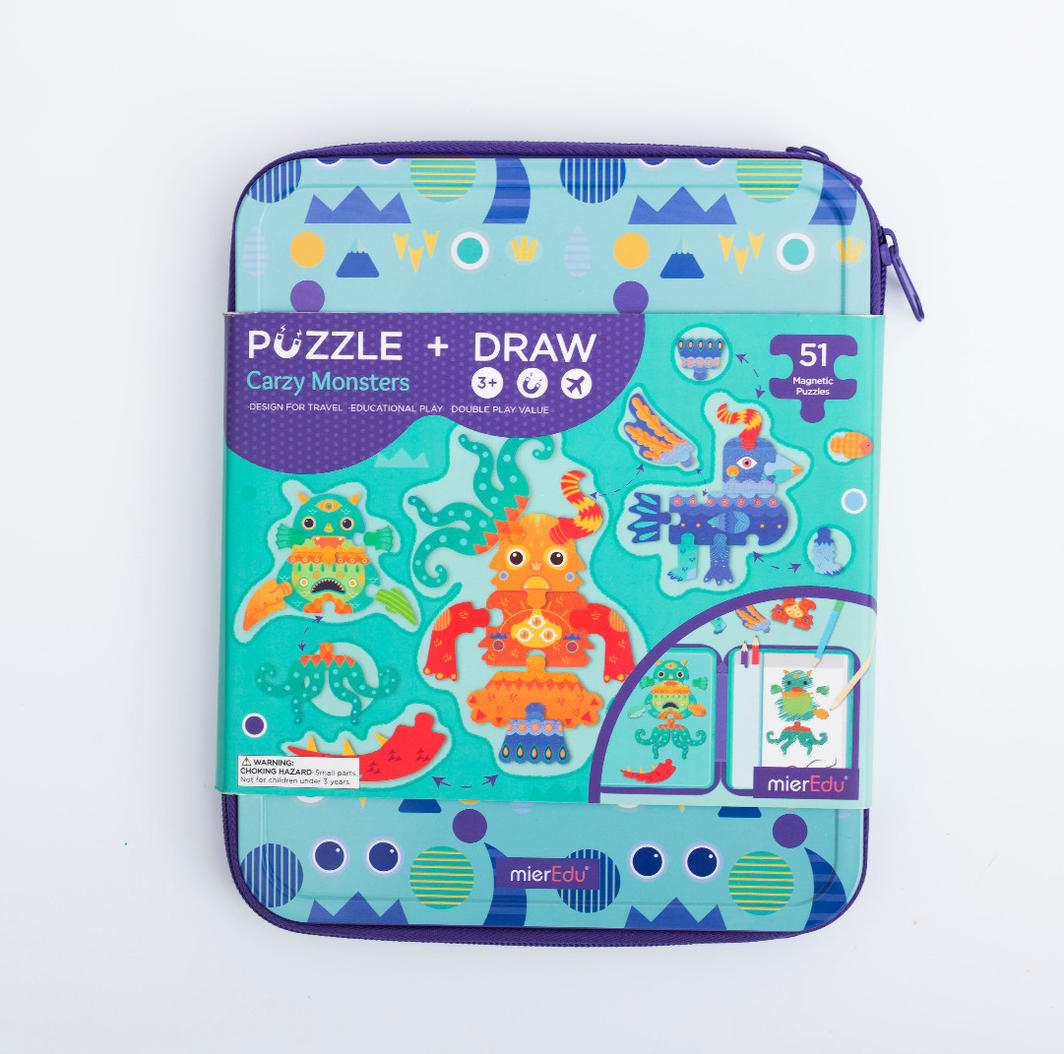 Puzzle & Draw Magnetic Kit - Crazy Monsters