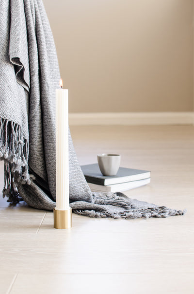 Black Blaze Column Pillar Candle Duo - Cream White