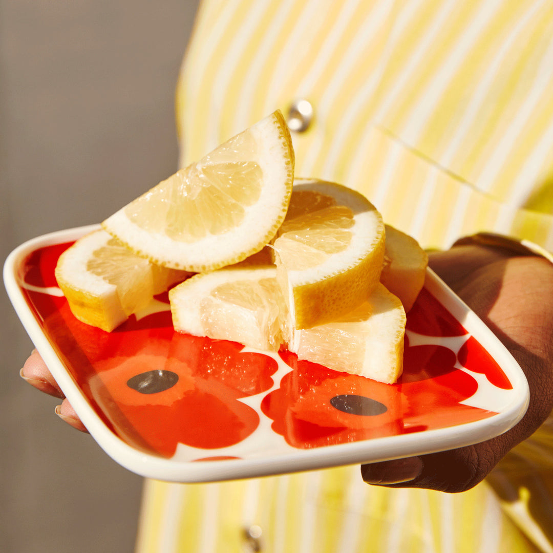 Oiva/Unikko Plate 15x12 cm - Red