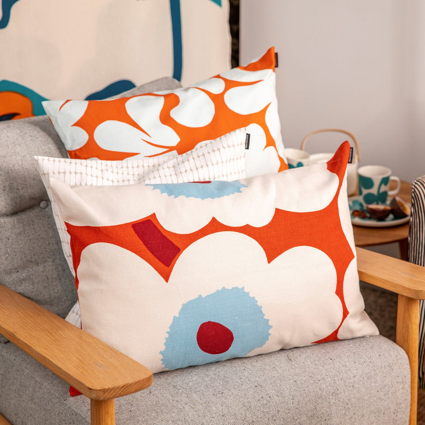 Unikko Cushion Cover 40x60cm - off white, orange
