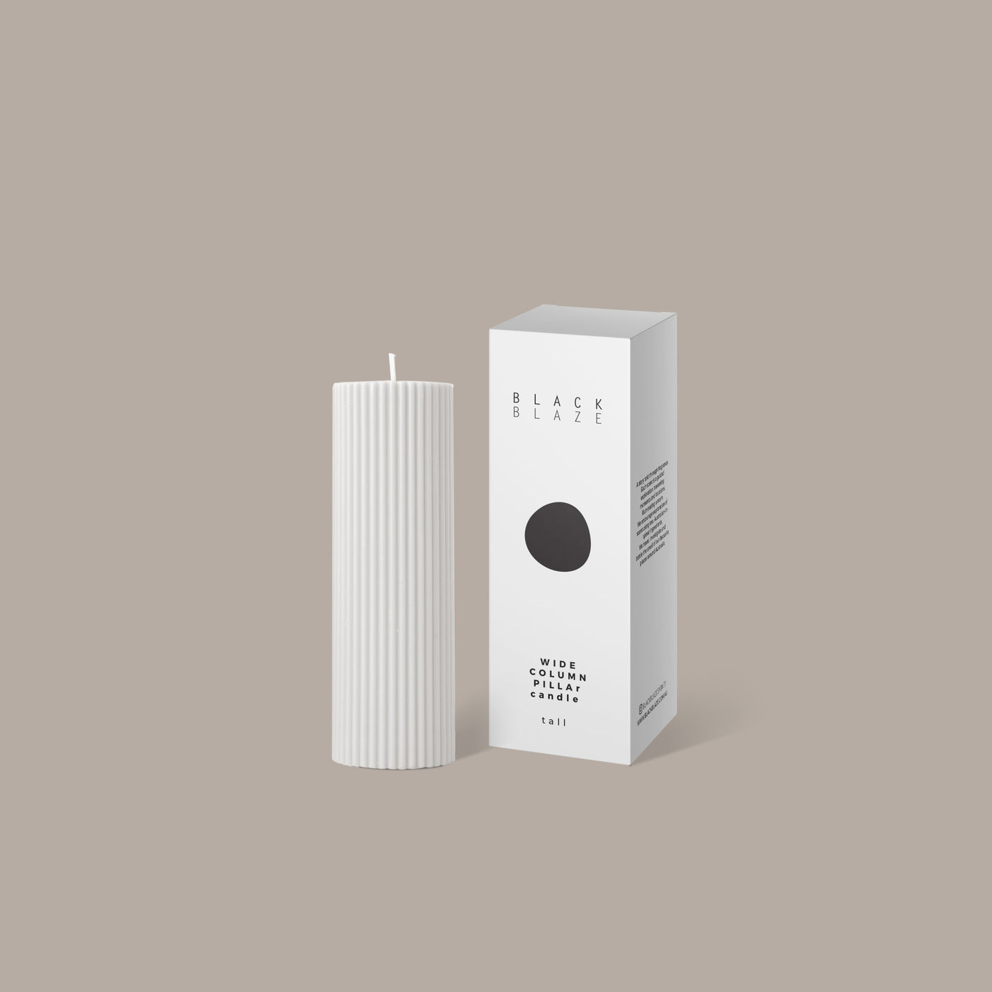 Black Blaze Wide Column Pillar Candle - Cream White