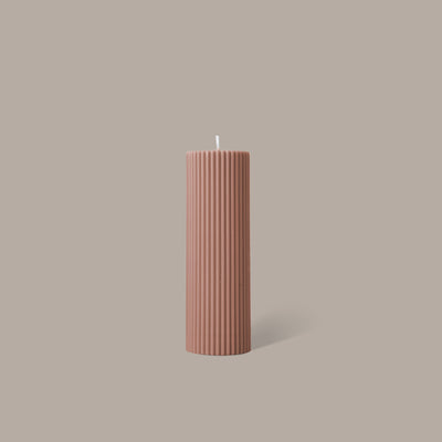 Black Blaze Wide Column Pillar Candle - Peach