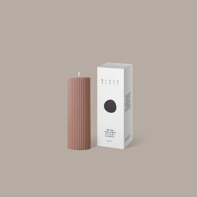 Black Blaze Wide Column Pillar Candle - Peach