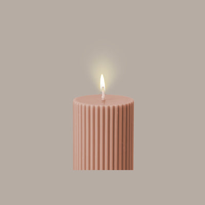 Black Blaze Wide Column Pillar Candle - Peach
