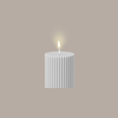 Black Blaze Wide Column Pillar Candle - Cream White