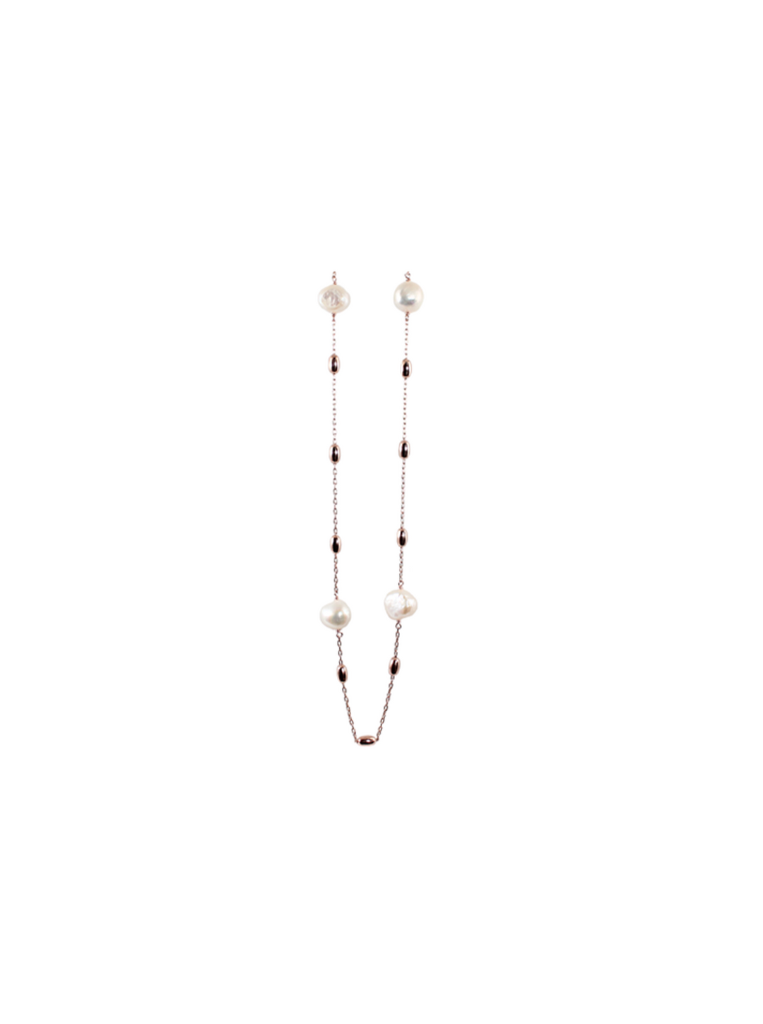 Simply Italian White Pearl With Rose Gold Nuggets Necklace - 95cm