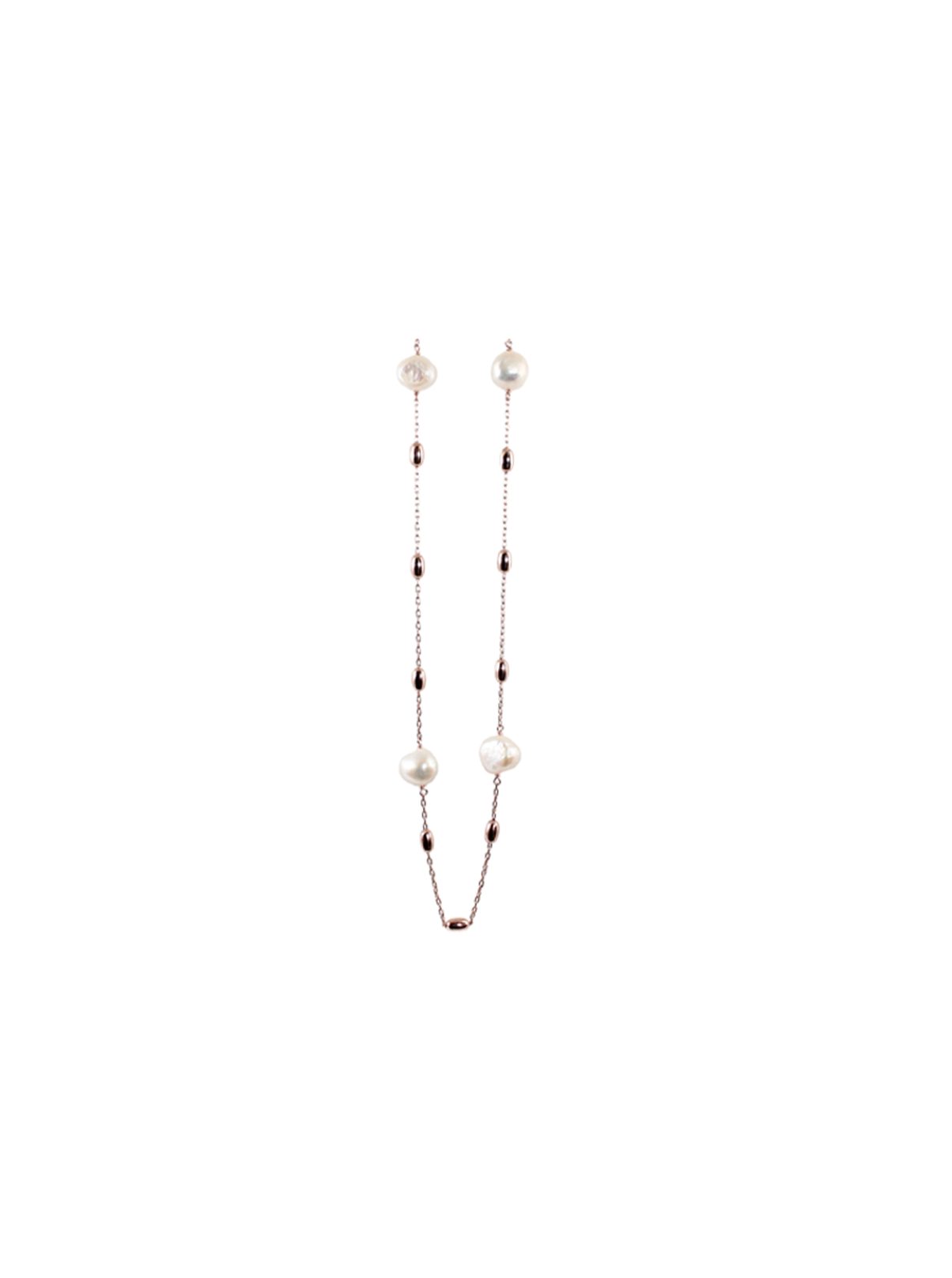 Simply Italian White Pearl With Rose Gold Nuggets Necklace - 95cm