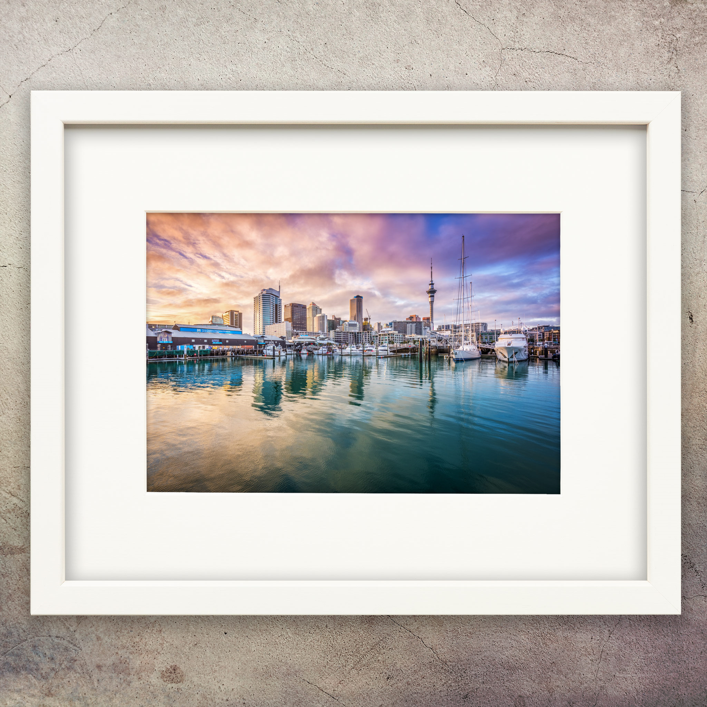 Pikitia A4 framed print - Sunrise at Viaduct Harbour