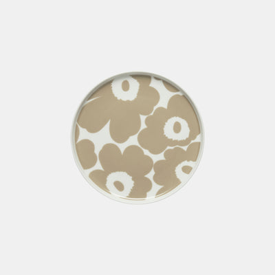 Oiva / Unikko plate 20 cm - Beige and White