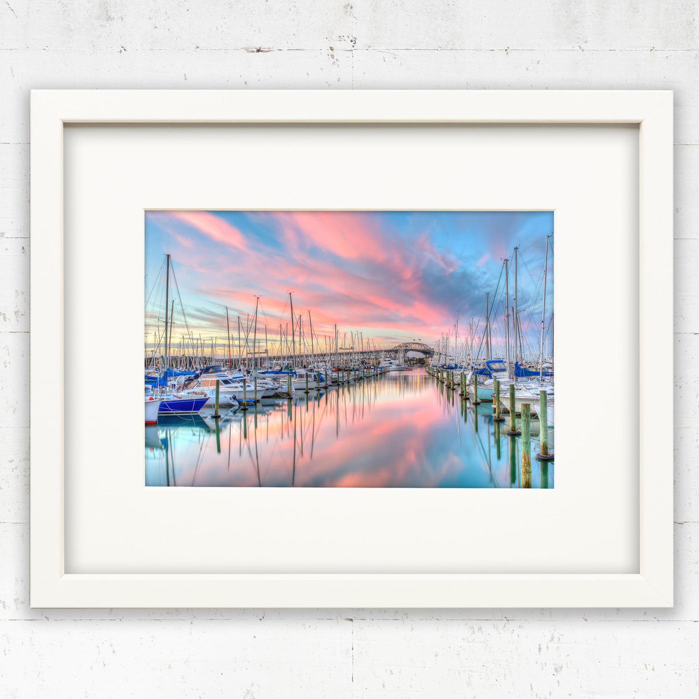 Pikitia A4 framed print - Westhaven harbour, Auckland