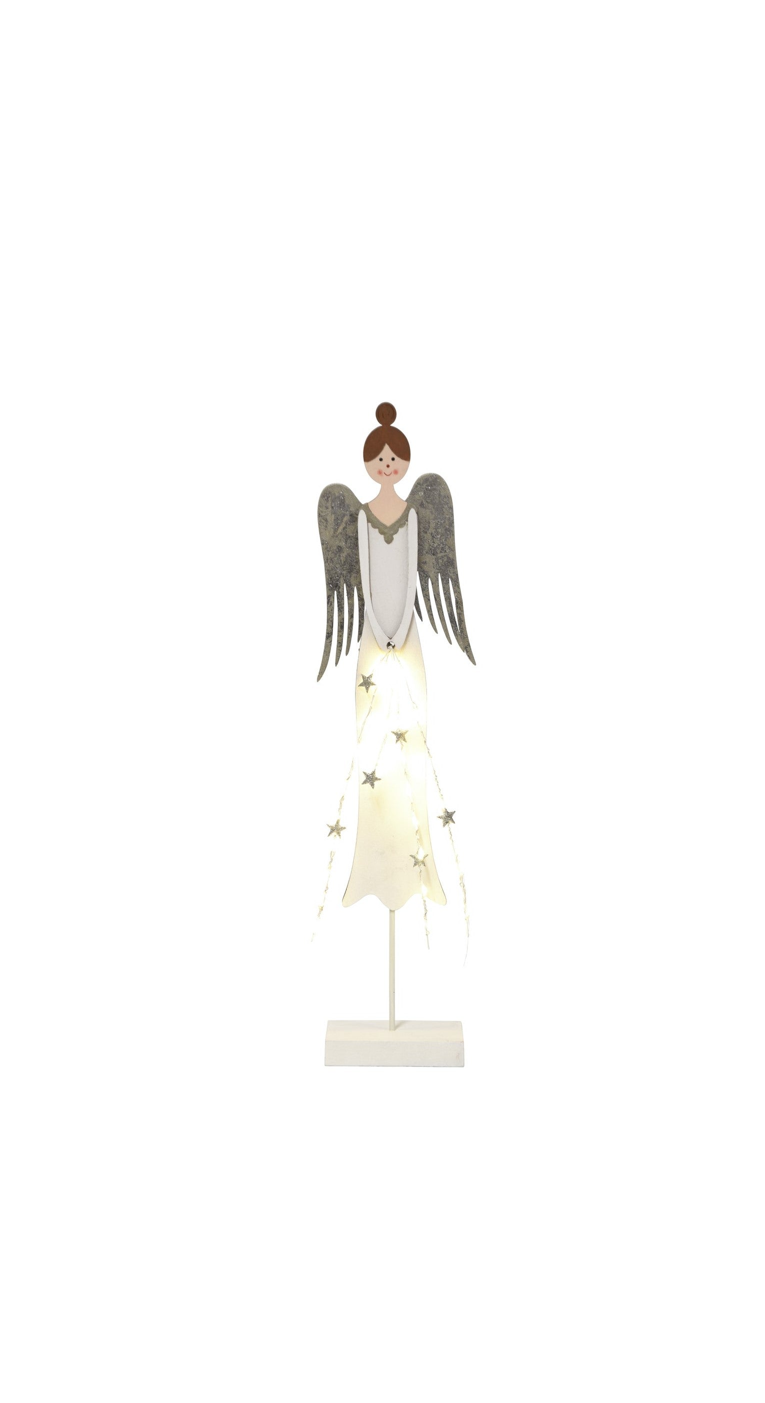 Outdo Homestore - Standing LED Wooden Angel with Star Strings