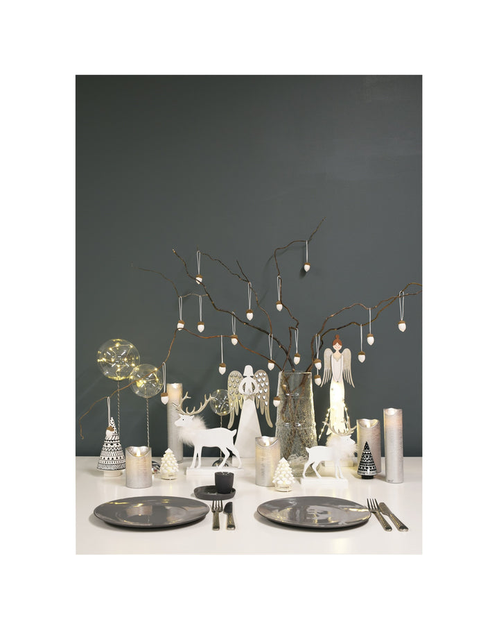 Outdo Homestore Standing LED Wooden Angel with Star Strings