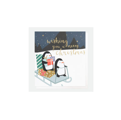 Caroline Gardner Penguin Sledge Christmas Card Pack of 8