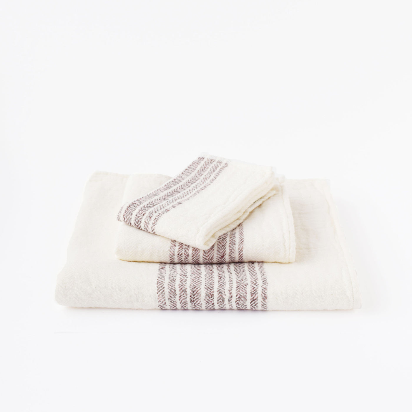 Kontex Flax Line Towels - Burgundy